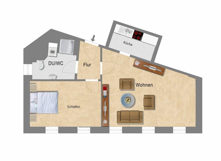 Wohnung zur Miete 749 € 2 Zimmer 50,7 m² 2. Geschoss Kesselsdorfer Straße 43 Naußlitz Dresden 01159