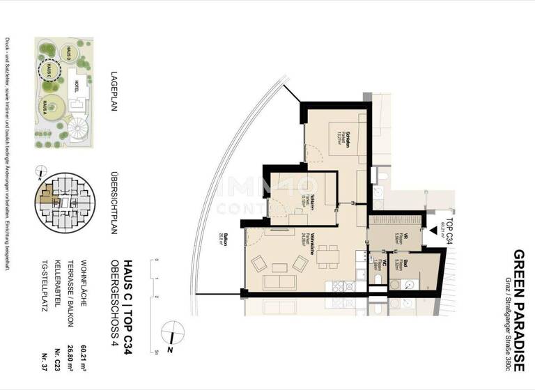 Wohnung zur Miete 610 € 3 Zimmer 60,2 m² 4. Geschoss Straßganger Straße 380c Straßgang Graz 8054
