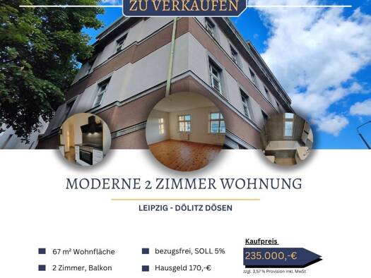 Wohnung zum Kauf 235.000 € 2 Zimmer 67 m² 2. Geschoss frei ab sofort Dölitz-Dösen Leipzig 04279