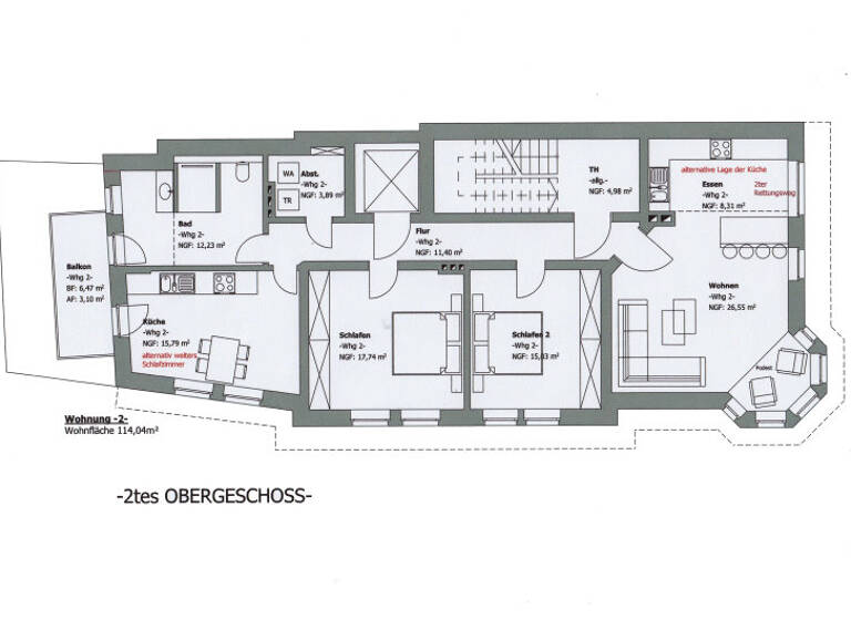 Wohnung zur Miete 1.085 € 3 Zimmer 114 m²<br/>Wohnfläche 2.<br/>Geschoss 01.07.2025<br/>Verfügbarkeit Herford-Stadt Herford 32051