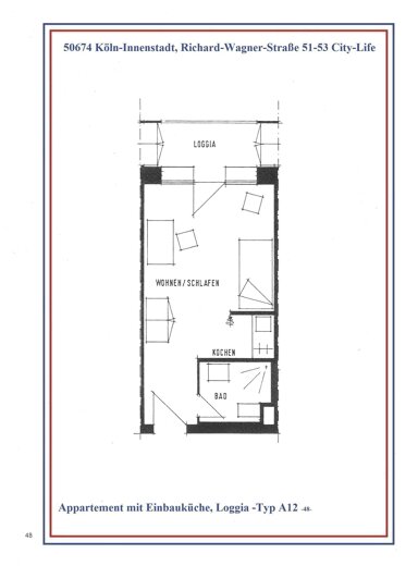 Wohnung zum Kauf 165.000 € 1 Zimmer 26 m² 3. Geschoss Richard-Wagner-Straße 51 Neustadt - Süd Köln 50674