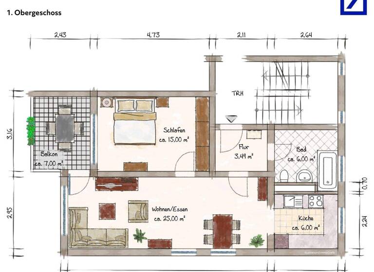 Wohnung zum Kauf 139.000 € 2 Zimmer 59 m² 1. Geschoss Probstheida Leipzig 04289