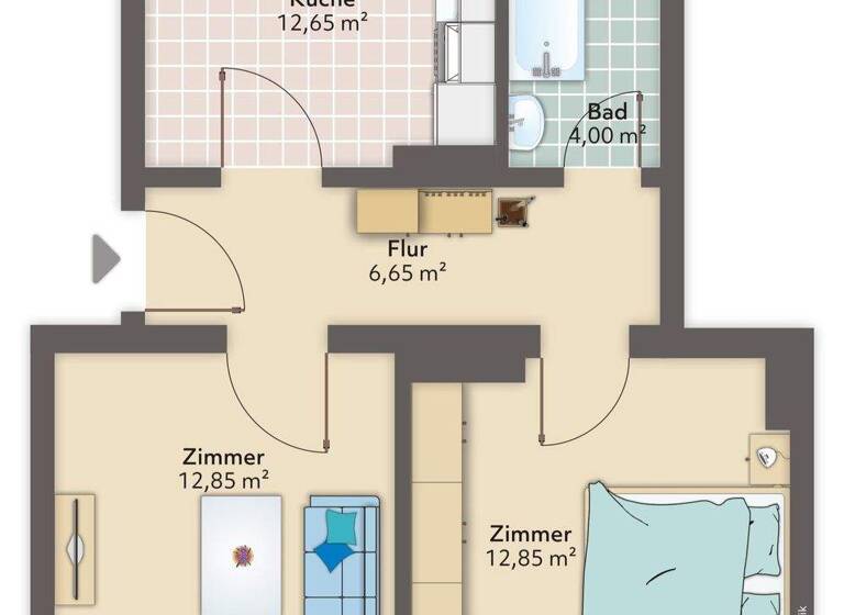Wohnung zur Miete 300 € 2 Zimmer 51 m² 3. Geschoss frei ab sofort Schillerstraße 94 Geestemünde Bremerhaven 27570