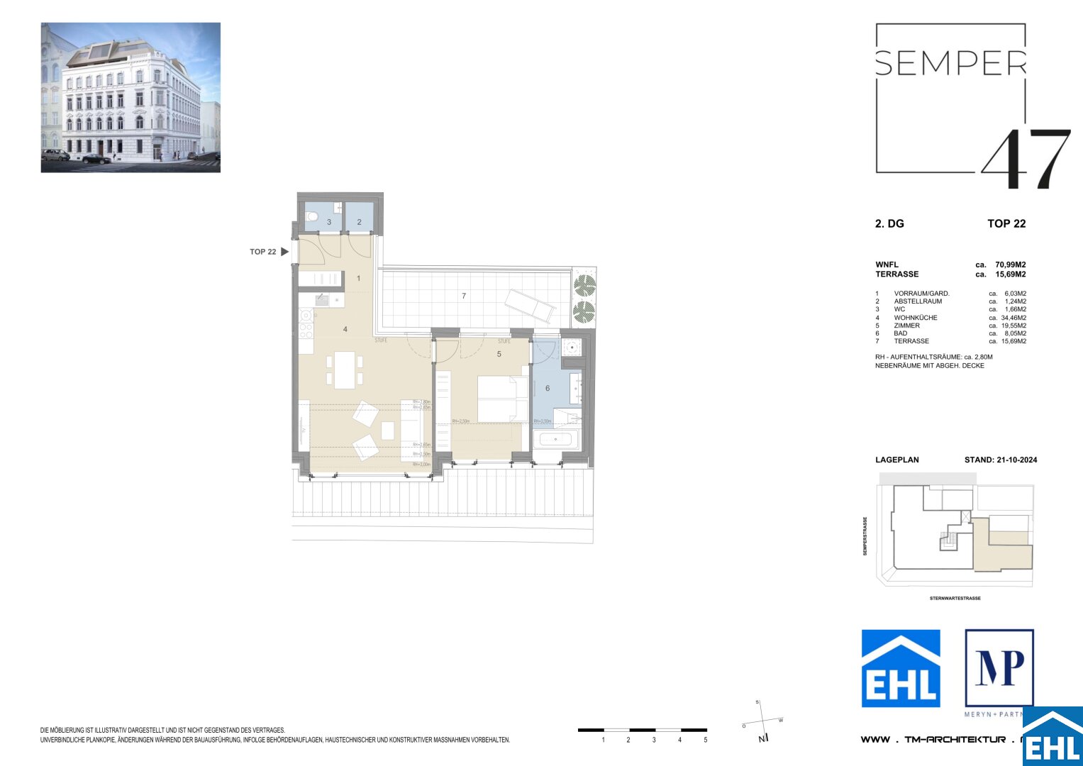 Wohnung zum Kauf 1.090.000 € 2 Zimmer 71 m²<br/>Wohnfläche 5.<br/>Geschoss Semperstraße Wien 1180