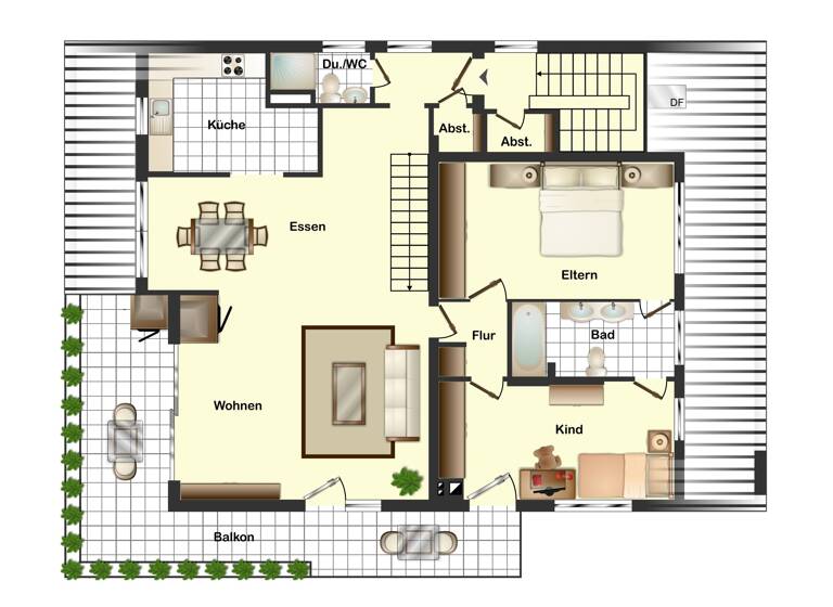 Wohnung zum Kauf 370.000 € 4 Zimmer 121 m²<br/>Wohnfläche Dachgeschoss<br/>Geschoss Unterbach Düsseldorf 40627