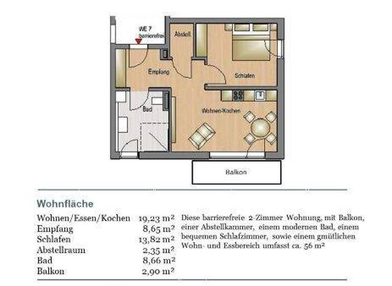 Wohnung zum Kauf provisionsfrei 690.000 € 2 Zimmer 56 m² 1. Geschoss Gartenstadtstraße Trudering-Riem München 81825