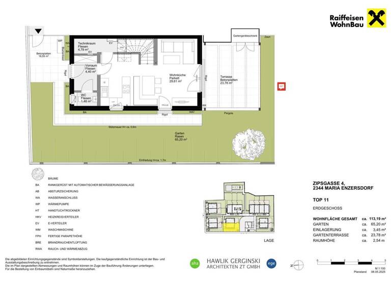 Reihenmittelhaus zum Kauf - Erstbezug provisionsfrei 732.900 € 4 Zimmer 114,9 m² Zipsgasse Maria Enzersdorf 2344