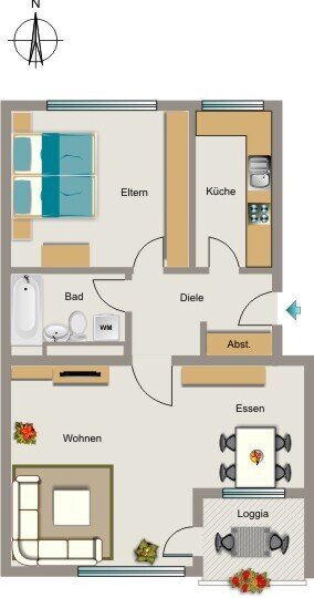 Wohnung zur Miete 506 € 2,5 Zimmer 64 m²<br/>Wohnfläche 7.<br/>Geschoss 01.12.2024<br/>Verfügbarkeit Wildermannstraße 26 Paulusviertel Recklinghausen 45659