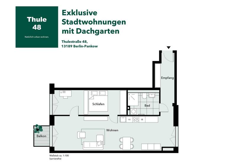Wohnung zum Kauf - Erstbezug provisionsfrei 539.500 € 2,5 Zimmer 70,3 m² 2. Geschoss Thulestraße  / Ecke Neumannstraße 48 Pankow Berlin 13189