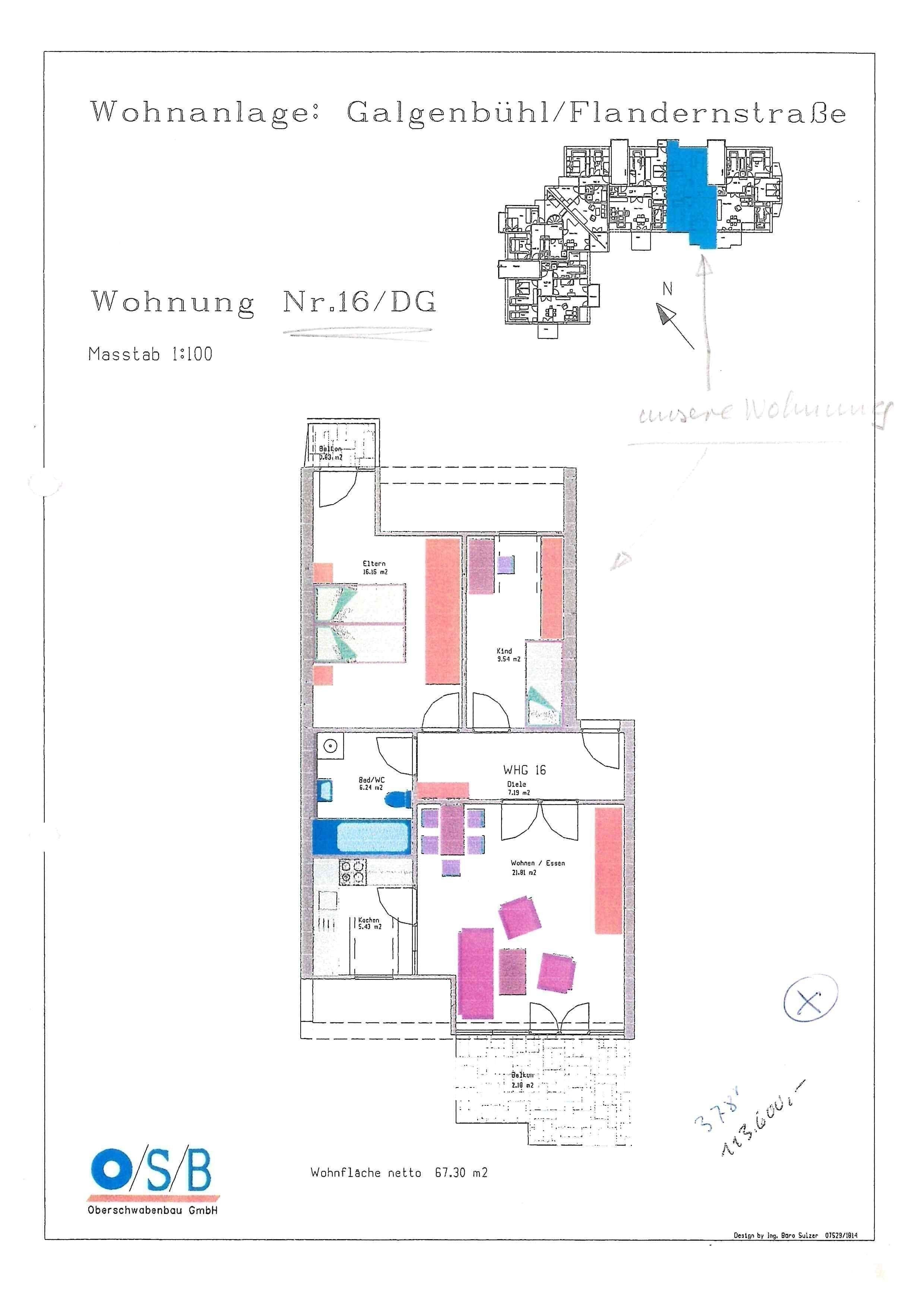 Wohnung zum Kauf als Kapitalanlage geeignet 238.500 € 3 Zimmer 67,3 m²<br/>Wohnfläche Flandernstr. 13 Wangen Wangen im Allgäu 88239