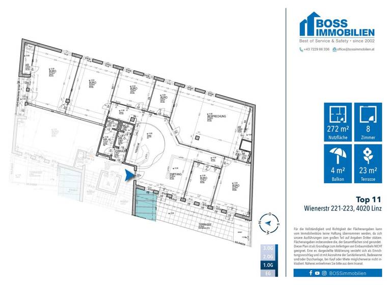 Büro zur Miete 2.082 € 8 Zimmer 273 m² Bürofläche Wienerstraße 221-223 St. Peter Linz 4020