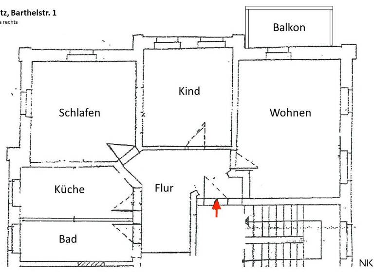 Wohnung zur Miete 495 € 3 Zimmer 81 m² EG Barthelstr. 1 Rottluff Chemnitz 09116