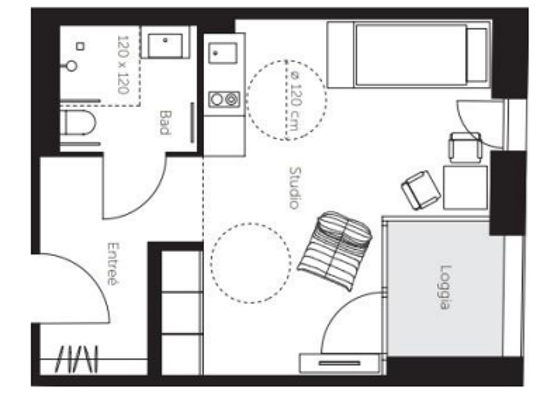 Studio zur Miete 990 € 1 Zimmer 32,2 m² 3. Geschoss frei ab sofort Innere Münchner Straße 49-53 Achdorf Landshut 84036