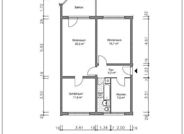 Wohnung zur Miete 360 € 3 Zimmer 61,8 m² 3. Geschoss Heinrich-Heine-Straße 57 Altenburg 04600