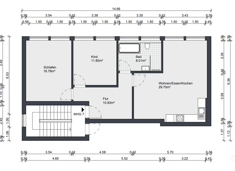 Wohnung zum Kauf 222.000 € 3 Zimmer 77 m² 1. Geschoss Dillweißenstein Pforzheim 75180