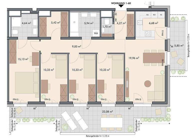 Wohnung zum Kauf - Erstbezug provisionsfrei 721.000 € 5 Zimmer 103,7 m² 5. Geschoss Ludwig-Reindl-Gasse 1, Senekowitschgasse 2 Wien 1220