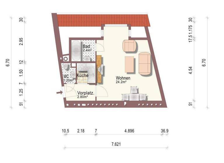 Studio zum Kauf 249.000 € 1 Zimmer 33 m² 6. Geschoss Wien 1050