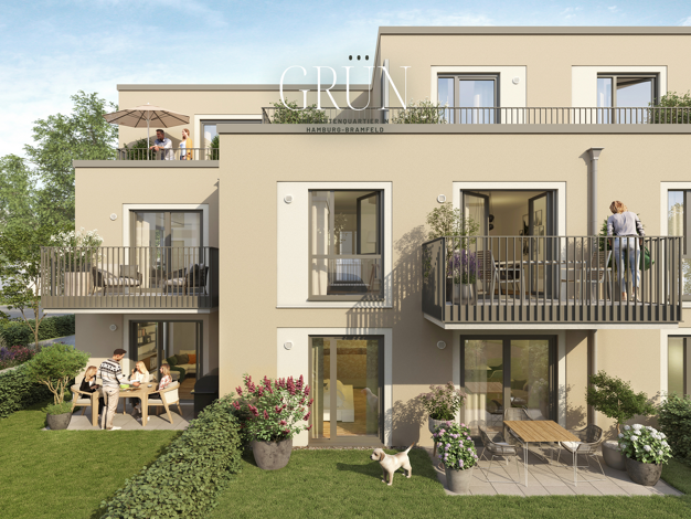 Wohnung zum Kauf - Neubau provisionsfrei 389.000 € 2 Zimmer 49,6 m² EG Bramfelder Chaussee 463-469 Bramfeld Hamburg 22175