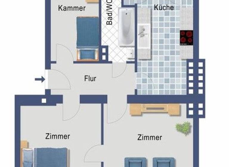Wohnung zum Kauf provisionsfrei 214.900 € 2,5 Zimmer 71,3 m² 1. Geschoss Veitstraße 45 Tegel Berlin 13507