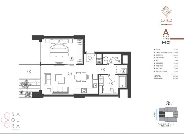 Wohnung zum Kauf provisionsfrei 687.000 € 2 Zimmer 54,7 m² 7. Geschoss Budva 85310