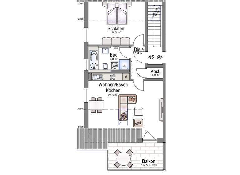 Wohnung zum Kauf provisionsfrei 359.900 € 2 Zimmer 60 m² 2. Geschoss frei ab sofort Eichenweg 4 Weil 86947