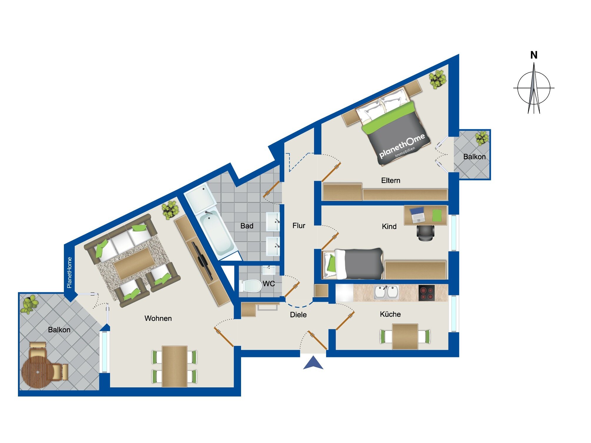 Wohnung zum Kauf 395.000 € 3 Zimmer 86 m²<br/>Wohnfläche 1.<br/>Geschoss Jakobervorstadt - Nord Augsburg 86153