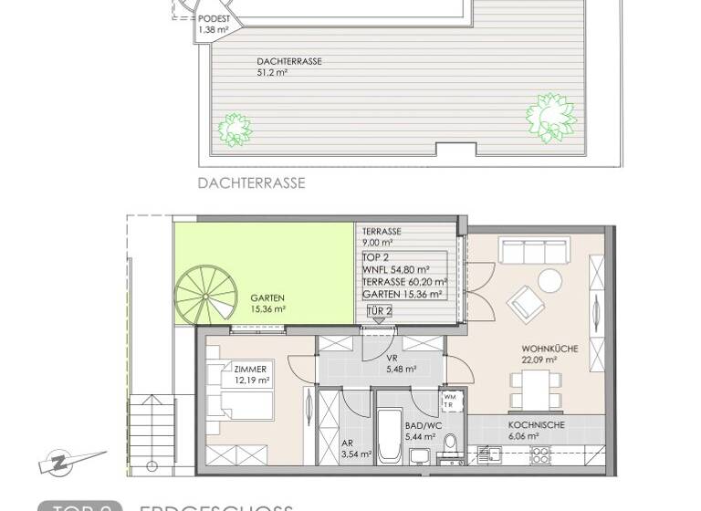 Wohnung zum Kauf 349.000 € 2 Zimmer 54,8 m² EG Wien 1160