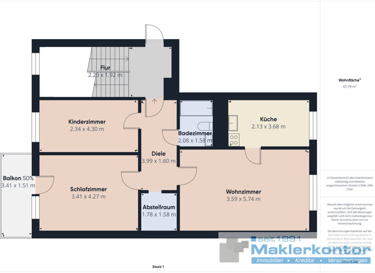 Wohnung zum Kauf 109.000 € 3 Zimmer 69,1 m²<br/>Wohnfläche 4.<br/>Geschoss Innenstadt Neubrandenburg 17033