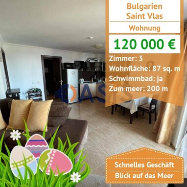 Apartment zum Kauf provisionsfrei 120.000 € 3 Zimmer 87 m² 2. Geschoss Saint Vlas 8256