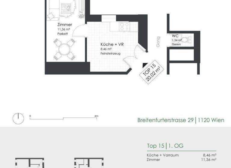 Wohnung zum Kauf 63.000 € 1 Zimmer 20 m² 1. Geschoss Wien 1120