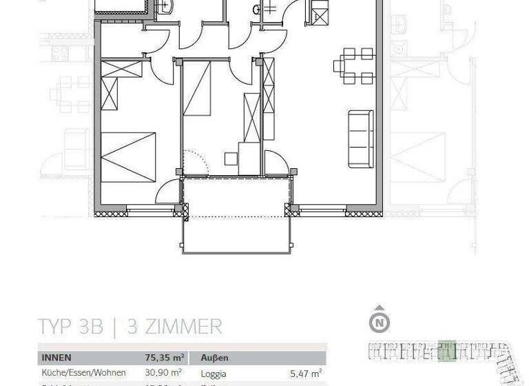 Wohnung zur Miete 677 € 3 Zimmer 75,4 m² 4. Geschoss Johann Kamper-Ring 4-6 Hart bei Graz 8075