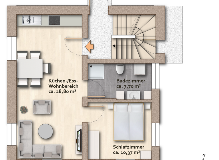 Wohnung zum Kauf 234.000 € 2 Zimmer 46,9 m² frei ab sofort Obertraublinger Str. 25 Burgweinting-Harting Regensburg 93055