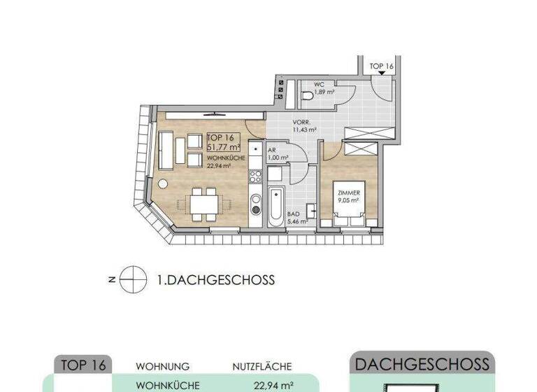 Wohnung zum Kauf 329.000 € 2 Zimmer 51,8 m² 4. Geschoss Bergsteiggasse Wien 1170