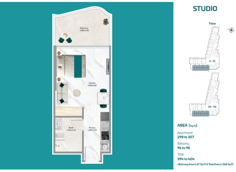 Studio zum Kauf - Erstbezug provisionsfrei 325.590 € 1 Zimmer 36,6 m² Al Mina Street Dubai