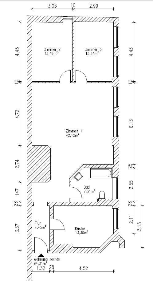 Wohnung zur Miete 510 € 3 Zimmer 92 m²<br/>Wohnfläche 1.<br/>Geschoss ab sofort<br/>Verfügbarkeit Burgstraße 42 Bitterfeld Bitterfeld-Wolfen 06749