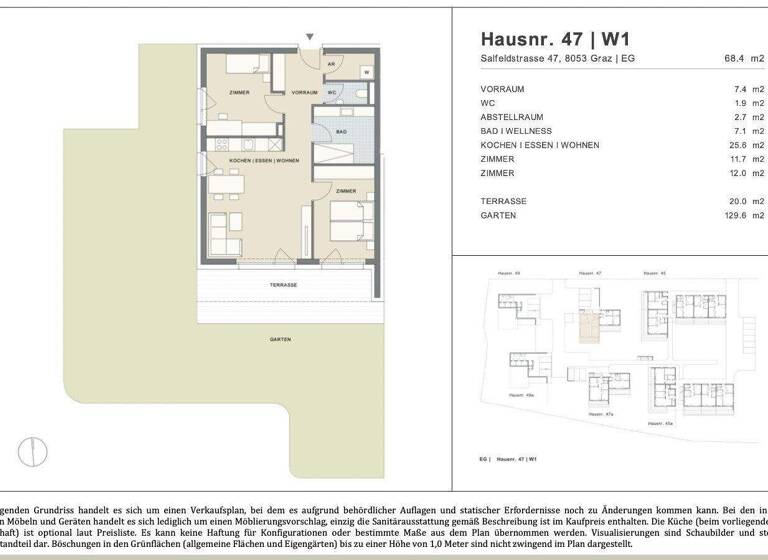 Wohnung zum Kauf - Erstbezug 419.000 € 3 Zimmer 68,4 m² EG frei ab sofort Salfeldstraße 47 Straßgang Graz,16.Bez.:Straßgang 8054
