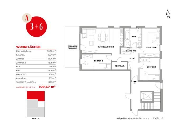 Wohnung zum Kauf provisionsfrei 419.600 € 4 Zimmer 106,7 m²<br/>Wohnfläche 1.<br/>Geschoss Markenbrunnen 10 Kupferzell Kupferzell 74635