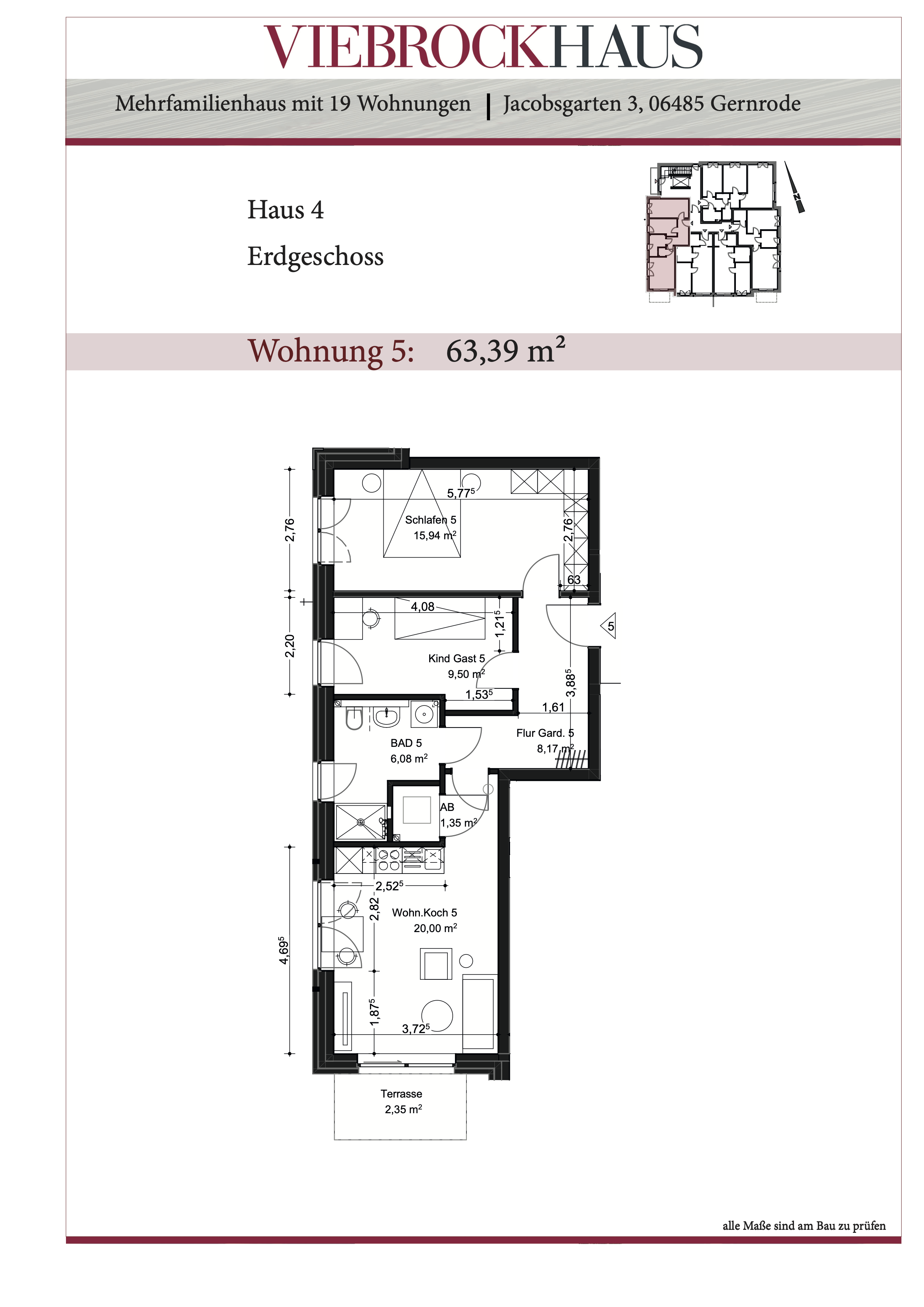 Wohnung zur Miete 951 € 3 Zimmer 63 m²<br/>Wohnfläche EG<br/>Geschoss Gernrode Gernrode 06485