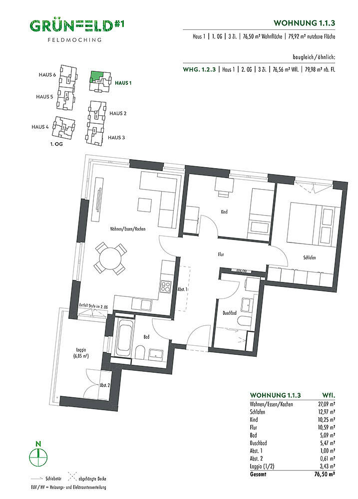Wohnung zum Kauf provisionsfrei 689.000 € 3 Zimmer 76,5 m²<br/>Wohnfläche 1.<br/>Geschoss Lilli-Kurowski-Straße 1 Feldmoching-Hasenbergl München 80995