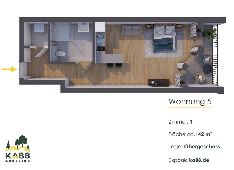 Wohnung zum Kauf provisionsfrei 279.000 € 1 Zimmer 42 m²<br/>Wohnfläche 1.<br/>Geschoss Konrad-Adenauer-Straße 88 Niederbachem Wachtberg 53343