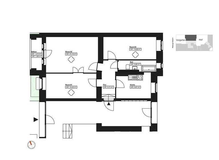 Wohnung zum Kauf als Kapitalanlage geeignet 339.000 € 3 Zimmer 72,1 m² Pfalzburger Str. 51 Wilmersdorf Berlin 10717