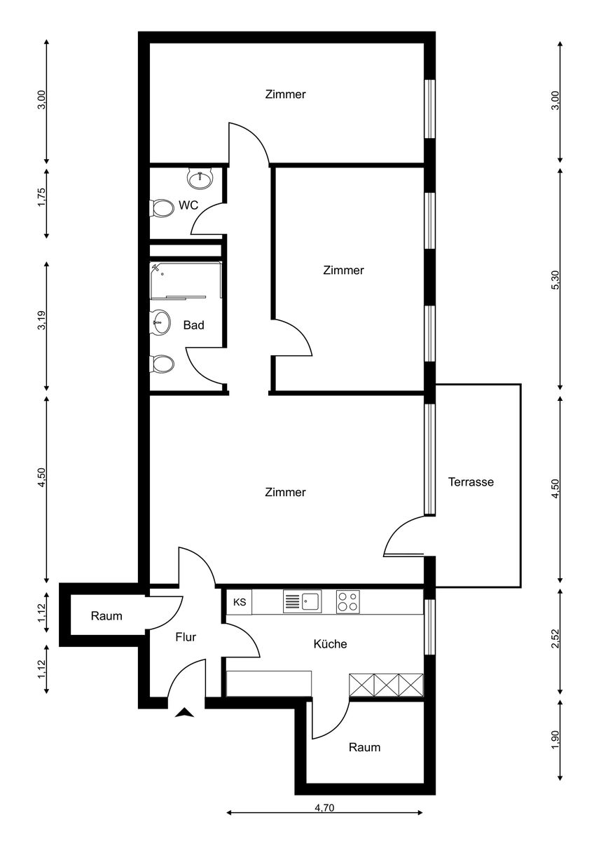 Immobilie zum Kauf provisionsfrei als Kapitalanlage geeignet 310.000 € 3 Zimmer 107 m²<br/>Fläche Refrath Bergisch Gladbach 51427