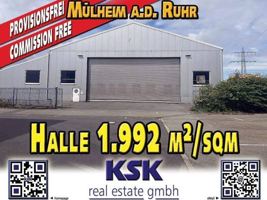 Lagerhalle zur Miete provisionsfrei 6 € 1.992 m² Lagerfläche teilbar von 1.555 m² bis 3.118 m² Speldorf Mülheim an der Ruhr 45478