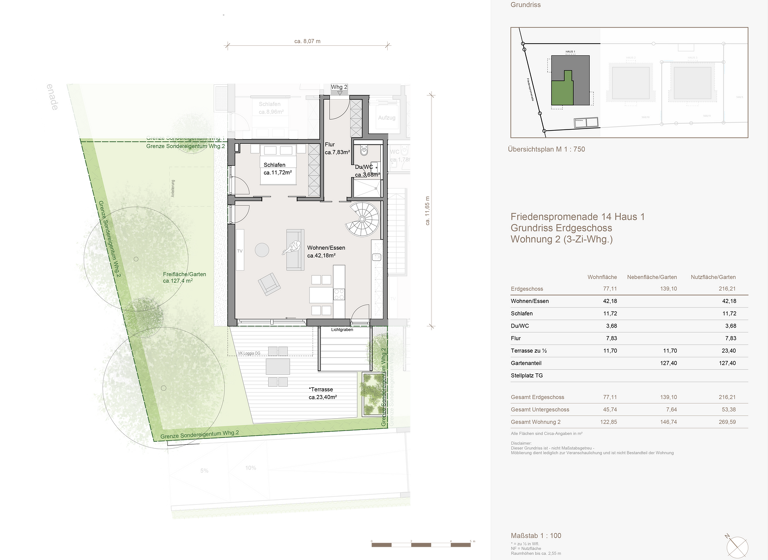 Wohnung zum Kauf - Erstbezug provisionsfrei 1.327.000 € 3 Zimmer 122,9 m² Geschoss EG/2 Friedenspromenade 14 Trudering-Riem München 81827