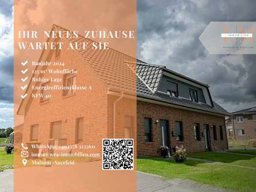 Doppelhaushälfte zum Kauf - Erstbezug 375.000 € 5 Zimmer 125 m² 375 m² Grundstück Mulsum Kutenholz 27449