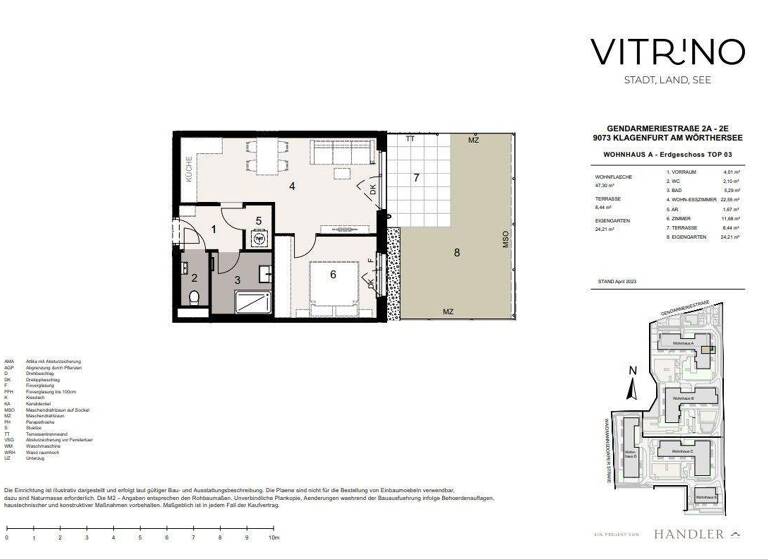 Wohnung zur Miete - Erstbezug 745 € 2 Zimmer 47,3 m² St. Peter Klagenfurt,13.Bez.:Viktring 9020