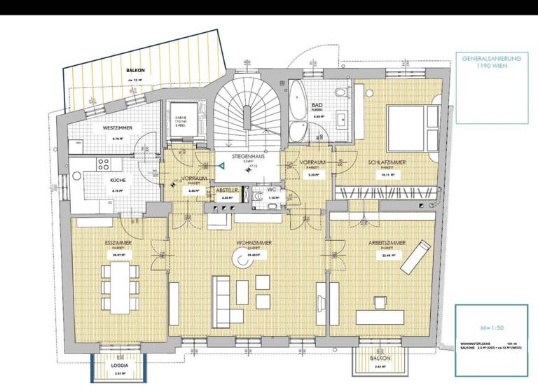 Wohnung zur Miete 2.320 € 4,5 Zimmer 131,1 m² frei ab 01.05.2026 Wien 1190