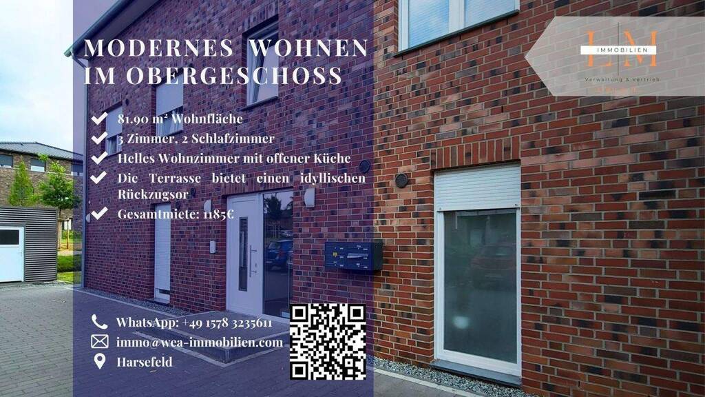 Wohnung zur Miete 985 € 3 Zimmer 81,9 m² 2. Geschoss frei ab sofort Harsefeld 21698