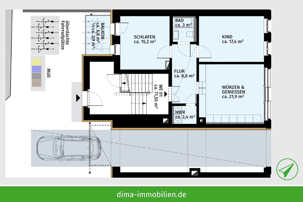 Wohnung zum Kauf 330.000 € 3 Zimmer 71,6 m²<br/>Wohnfläche EG<br/>Geschoss Nathanaelstraße 13 Altlindenau Leipzig 04177