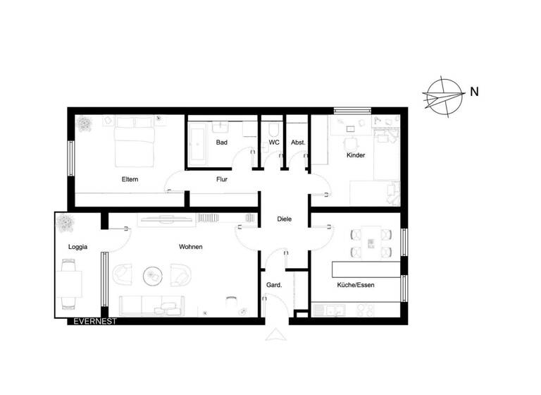 Wohnung zum Kauf 365.000 € 3,5 Zimmer 89,9 m² 5. Geschoss Bretten 75015